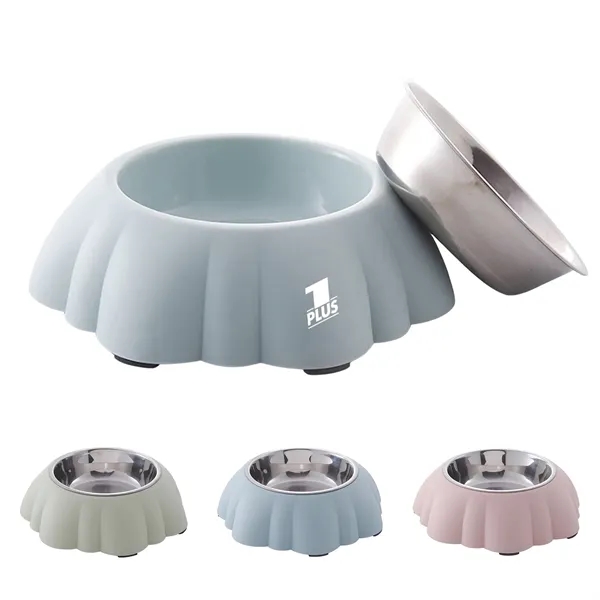 Pumpkin shaped stainless steel dog bowl