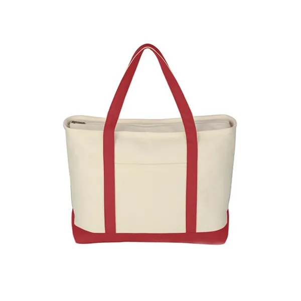 Cotton Canvas Sailing Tote Bag With Zipper - Cotton Canvas Sailing Tote Bag With Zipper - Image 1 of 6