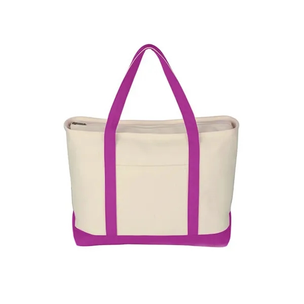 Cotton Canvas Sailing Tote Bag With Zipper - Cotton Canvas Sailing Tote Bag With Zipper - Image 3 of 6