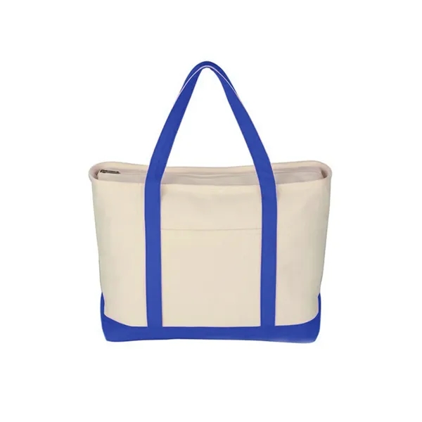 Cotton Canvas Sailing Tote Bag With Zipper - Cotton Canvas Sailing Tote Bag With Zipper - Image 5 of 6