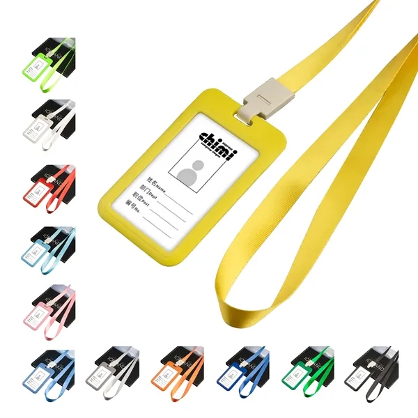 Vertical Plastic Badge Holder with Lanyard - Vertical Plastic Badge Holder with Lanyard - Image 0 of 12