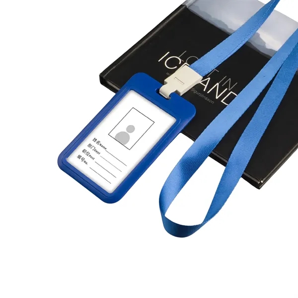 Vertical Plastic Badge Holder with Lanyard - Vertical Plastic Badge Holder with Lanyard - Image 1 of 12
