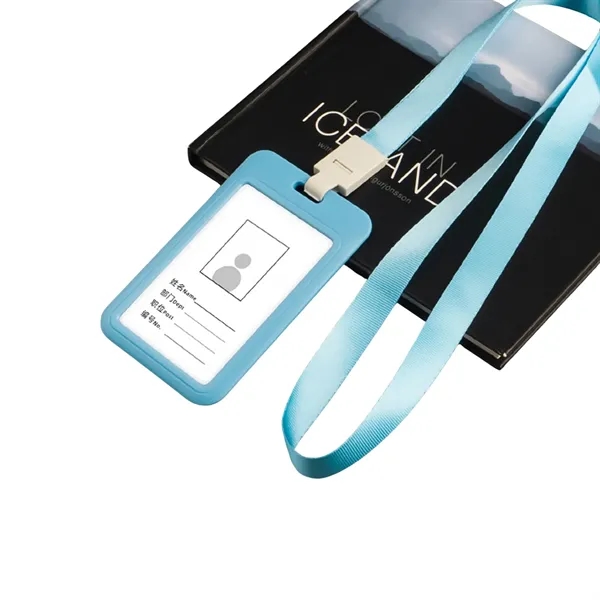 Vertical Plastic Badge Holder with Lanyard - Vertical Plastic Badge Holder with Lanyard - Image 3 of 12