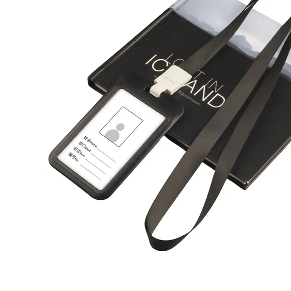 Vertical Plastic Badge Holder with Lanyard - Vertical Plastic Badge Holder with Lanyard - Image 4 of 12