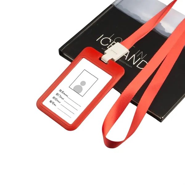 Vertical Plastic Badge Holder with Lanyard - Vertical Plastic Badge Holder with Lanyard - Image 5 of 12
