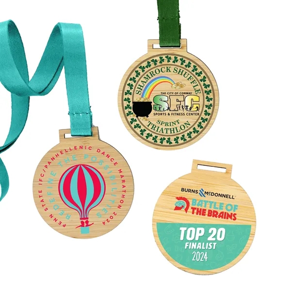 Custom Custom Bamboo Medals w/ Full Color Imprint
