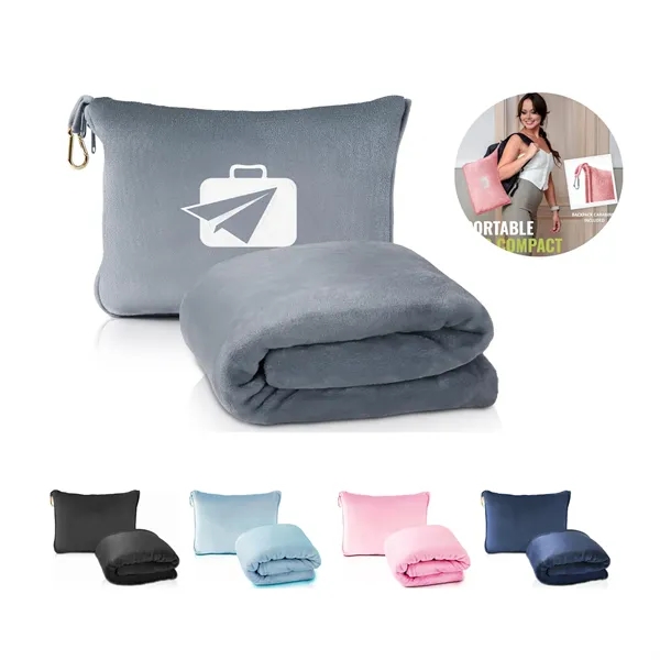 2 in 1 Ultra  Travel Pillow Blanket with Soft Bag - 2 in 1 Ultra  Travel Pillow Blanket with Soft Bag - Image 0 of 4