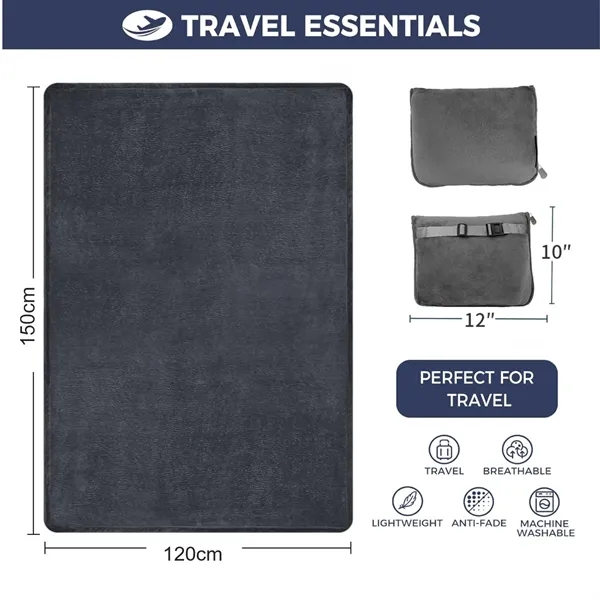 2 in 1 Ultra  Travel Pillow Blanket with Soft Bag - 2 in 1 Ultra  Travel Pillow Blanket with Soft Bag - Image 1 of 4