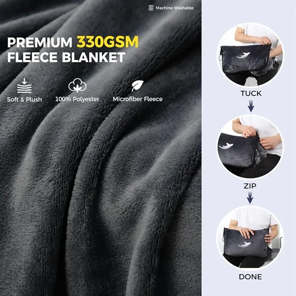 2 in 1 Ultra  Travel Pillow Blanket with Soft Bag - 2 in 1 Ultra  Travel Pillow Blanket with Soft Bag - Image 2 of 4