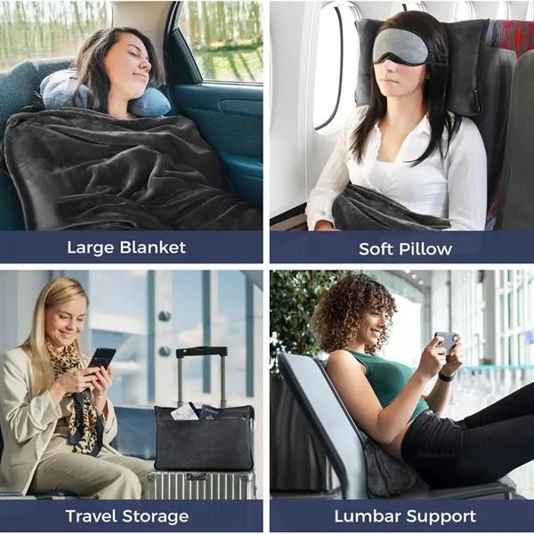 2 in 1 Ultra  Travel Pillow Blanket with Soft Bag - 2 in 1 Ultra  Travel Pillow Blanket with Soft Bag - Image 3 of 4