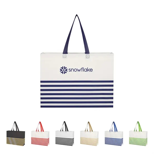 Non-Woven Horizontal Stripe Tote Bag - Non-Woven Horizontal Stripe Tote Bag - Image 0 of 34