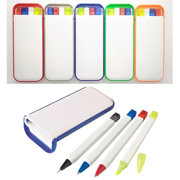 4-in-1 Custom Writing Set w/Ballpoint Pens & Highlighter - 4-in-1 Custom Writing Set w/Ballpoint Pens & Highlighter - Image 0 of 3