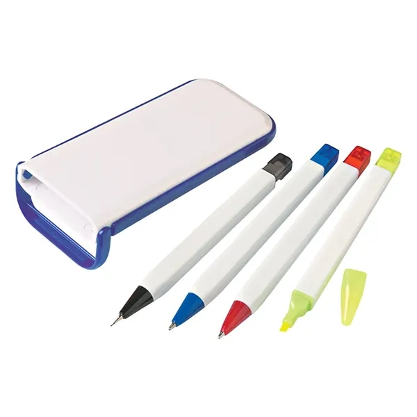 4-in-1 Custom Writing Set w/Ballpoint Pens & Highlighter - 4-in-1 Custom Writing Set w/Ballpoint Pens & Highlighter - Image 2 of 3