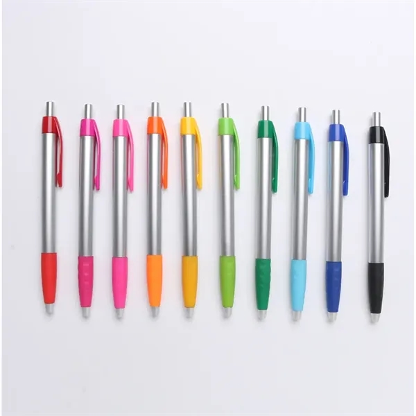 Plastic Click Action Ballpoint Pen w/Rubber Section Grip - Plastic Click Action Ballpoint Pen w/Rubber Section Grip - Image 1 of 2