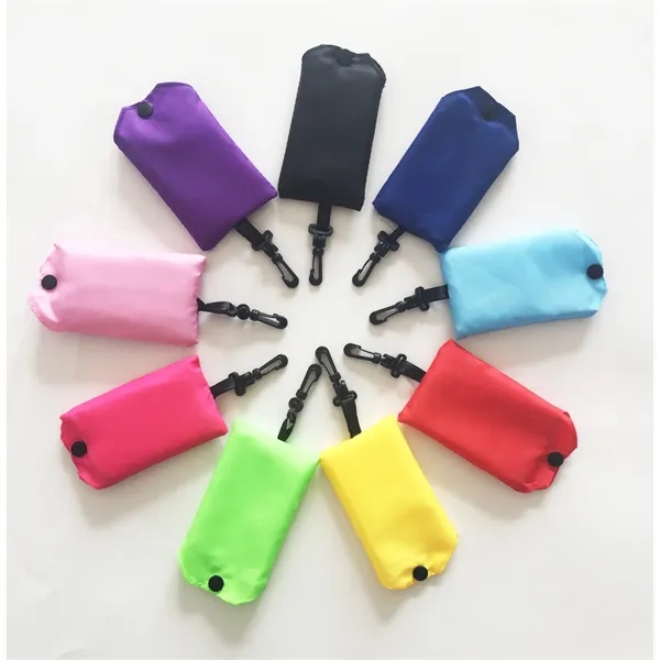 Eco-friendly Reusable Polyester Tote Bag w/Carabiner Clip - Eco-friendly Reusable Polyester Tote Bag w/Carabiner Clip - Image 2 of 2