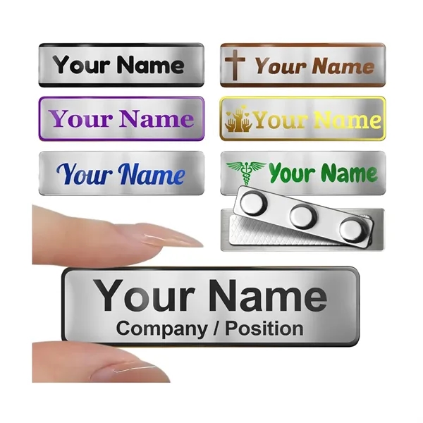 Custom Stainless Steel Name Tag With Magnetic Backing - Custom Stainless Steel Name Tag With Magnetic Backing - Image 0 of 4