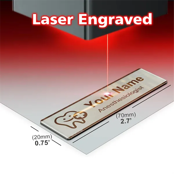 Custom Stainless Steel Name Tag With Magnetic Backing - Custom Stainless Steel Name Tag With Magnetic Backing - Image 1 of 4