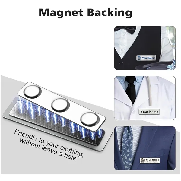 Custom Stainless Steel Name Tag With Magnetic Backing - Custom Stainless Steel Name Tag With Magnetic Backing - Image 3 of 4