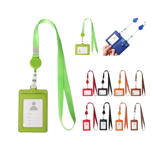 Portable Retractable Lanyard Pu Leather Name Tag - Portable Retractable Lanyard Pu Leather Name Tag - Image 0 of 4