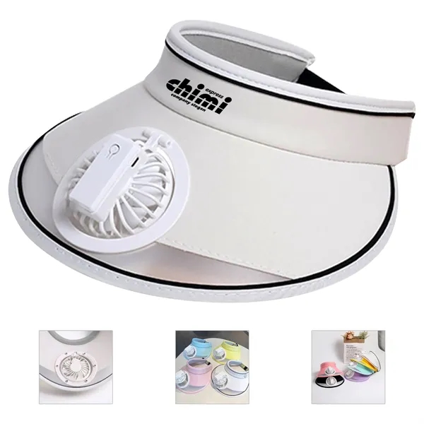 Sun Visor Hat with Fan Wide Brim Beach Cap - Sun Visor Hat with Fan Wide Brim Beach Cap - Image 0 of 5