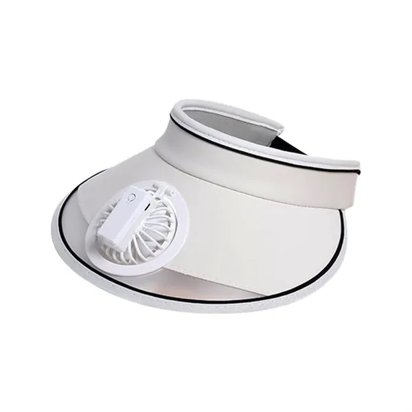Sun Visor Hat with Fan Wide Brim Beach Cap - Sun Visor Hat with Fan Wide Brim Beach Cap - Image 1 of 5