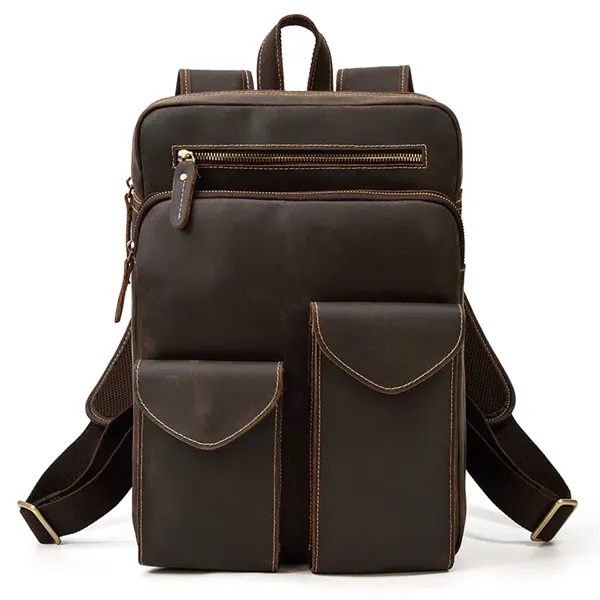 Business Work Genuine Leather Backpack - Business Work Genuine Leather Backpack - Image 4 of 5