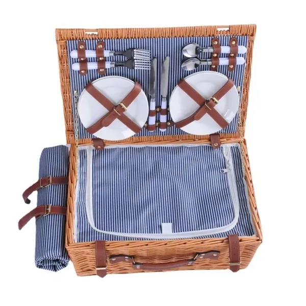 Wicker Picnic Basket Set for 4 Persons - Wicker Picnic Basket Set for 4 Persons - Image 4 of 5