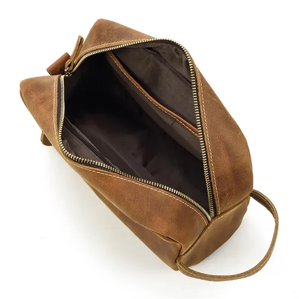 Toilet Genuine Leather Large Capacity Storage Bag - Toilet Genuine Leather Large Capacity Storage Bag - Image 3 of 6