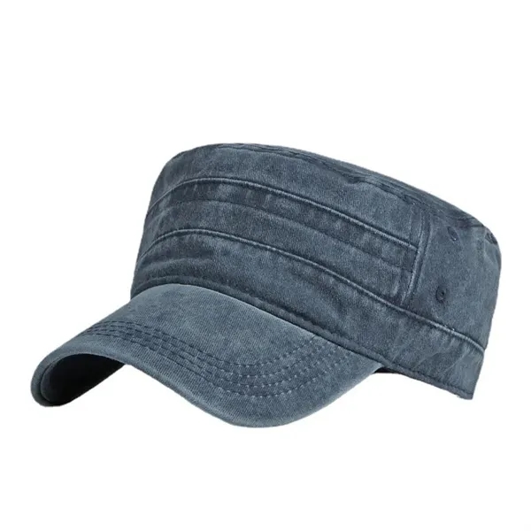 Washed Flat-Top Military Cap - Washed Flat-Top Military Cap - Image 2 of 4