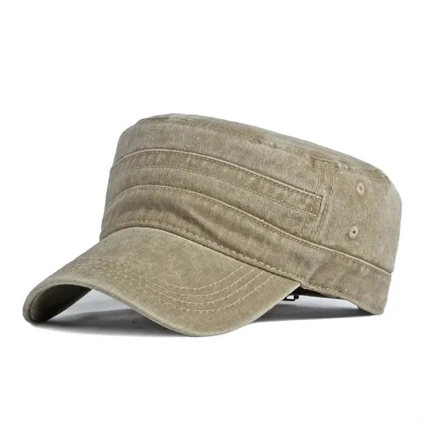 Washed Flat-Top Military Cap - Washed Flat-Top Military Cap - Image 3 of 4