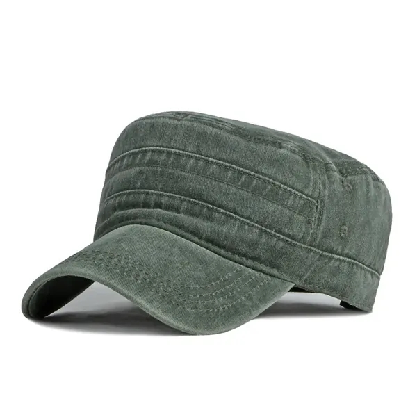 Washed Flat-Top Military Cap - Washed Flat-Top Military Cap - Image 4 of 4