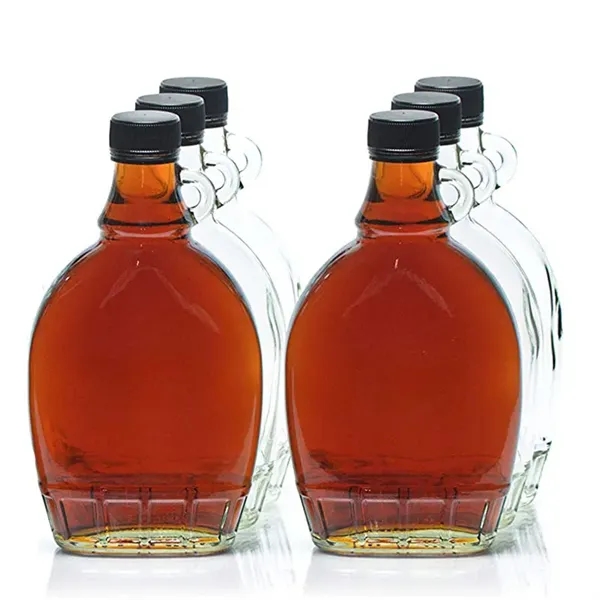 Clear Glass Syrup Bottles W/B Ribbed Lined Cap - Clear Glass Syrup Bottles W/B Ribbed Lined Cap - Image 5 of 7