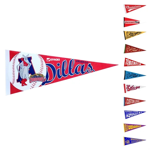 12" x 30" Mini Felt Pennant w/ Sewn Strip - 12" x 30" Mini Felt Pennant w/ Sewn Strip - Image 0 of 7