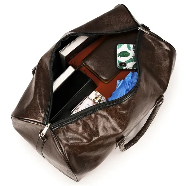 Pu Leather Sport Gym Duffle Travel Bag - Pu Leather Sport Gym Duffle Travel Bag - Image 1 of 5