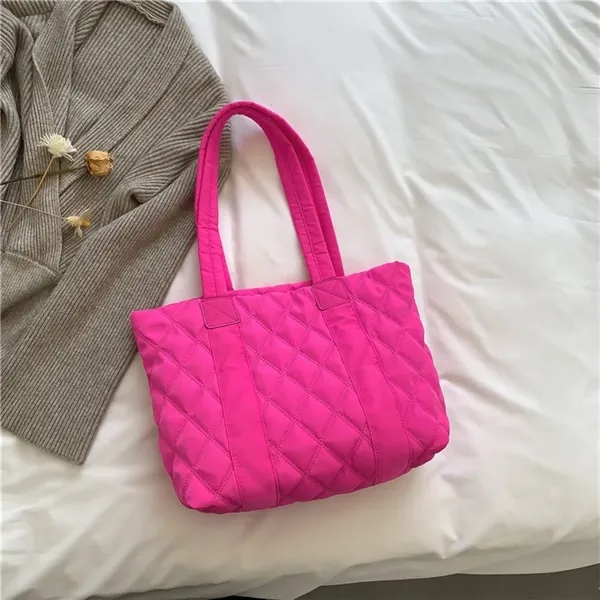Quilted Puffer Down Cotton Winter Tote Bag - Quilted Puffer Down Cotton Winter Tote Bag - Image 9 of 11
