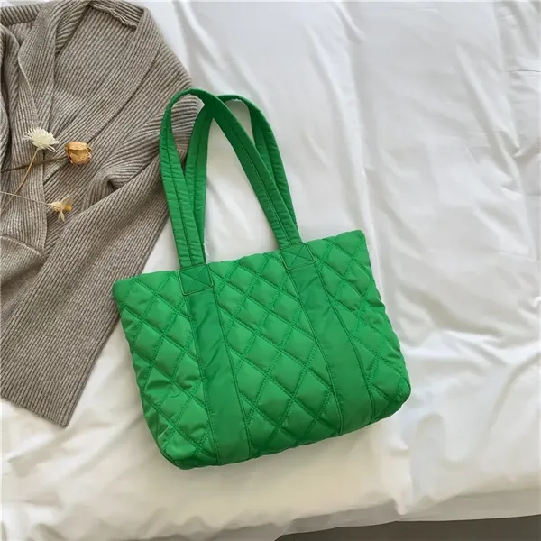Quilted Puffer Down Cotton Winter Tote Bag - Quilted Puffer Down Cotton Winter Tote Bag - Image 11 of 11