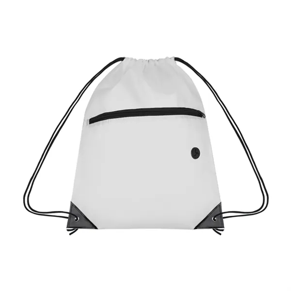 210D Cinch Bag w/Zipper pocket & Earbuds Slot - 210D Cinch Bag w/Zipper pocket & Earbuds Slot - Image 4 of 23