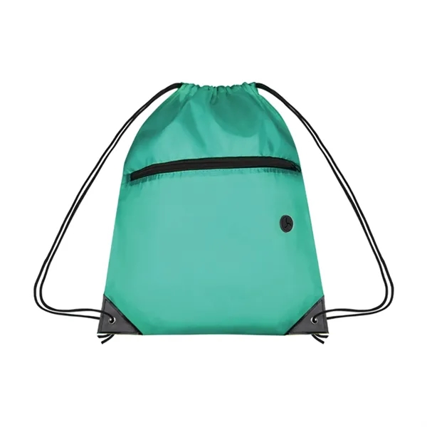 210D Cinch Bag w/Zipper pocket & Earbuds Slot - 210D Cinch Bag w/Zipper pocket & Earbuds Slot - Image 7 of 23