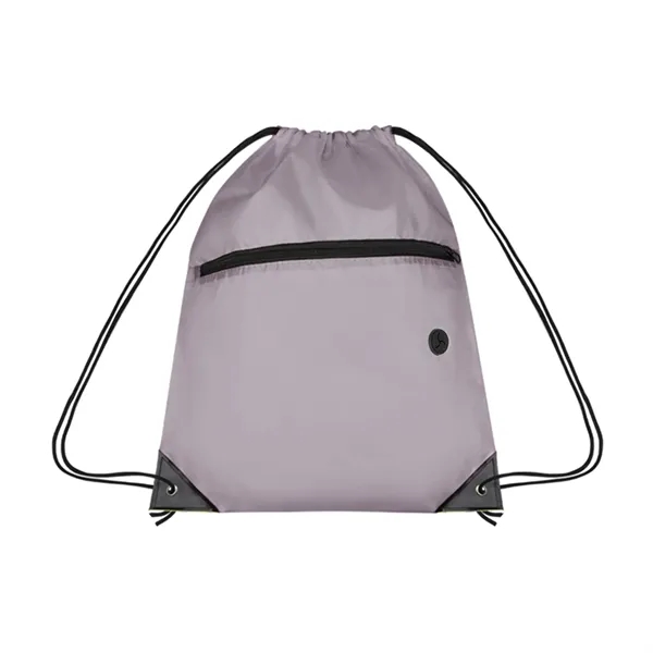210D Cinch Bag w/Zipper pocket & Earbuds Slot - 210D Cinch Bag w/Zipper pocket & Earbuds Slot - Image 9 of 23