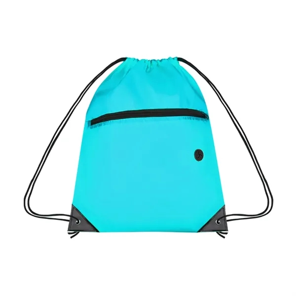 210D Cinch Bag w/Zipper pocket & Earbuds Slot - 210D Cinch Bag w/Zipper pocket & Earbuds Slot - Image 11 of 23
