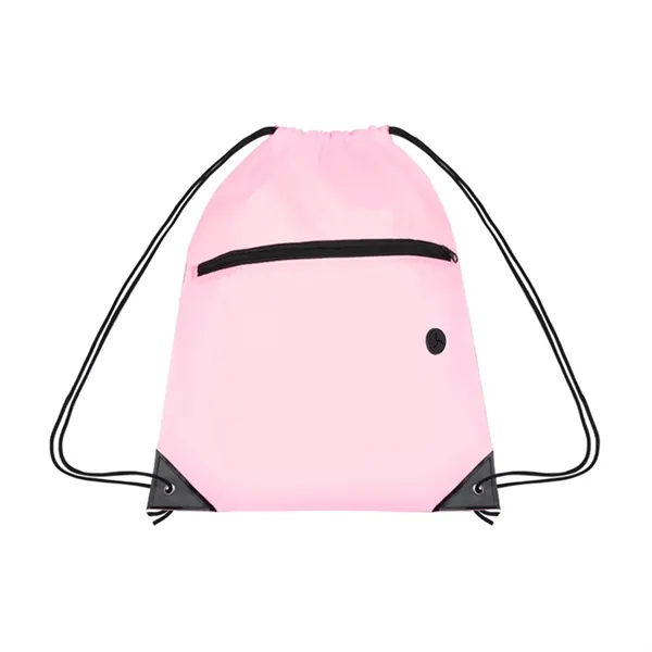 210D Cinch Bag w/Zipper pocket & Earbuds Slot - 210D Cinch Bag w/Zipper pocket & Earbuds Slot - Image 12 of 23