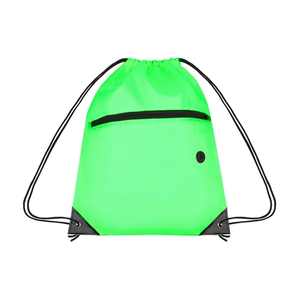 210D Cinch Bag w/Zipper pocket & Earbuds Slot - 210D Cinch Bag w/Zipper pocket & Earbuds Slot - Image 13 of 23