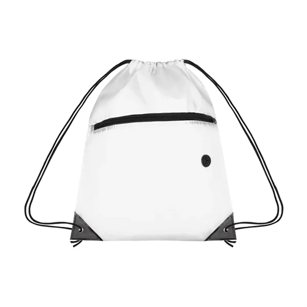 210D Cinch Bag w/Zipper pocket & Earbuds Slot - 210D Cinch Bag w/Zipper pocket & Earbuds Slot - Image 16 of 23