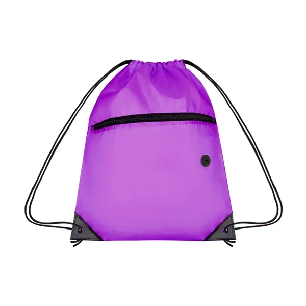 210D Cinch Bag w/Zipper pocket & Earbuds Slot - 210D Cinch Bag w/Zipper pocket & Earbuds Slot - Image 17 of 23