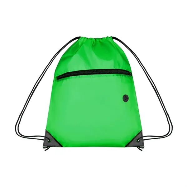 210D Cinch Bag w/Zipper pocket & Earbuds Slot - 210D Cinch Bag w/Zipper pocket & Earbuds Slot - Image 18 of 23