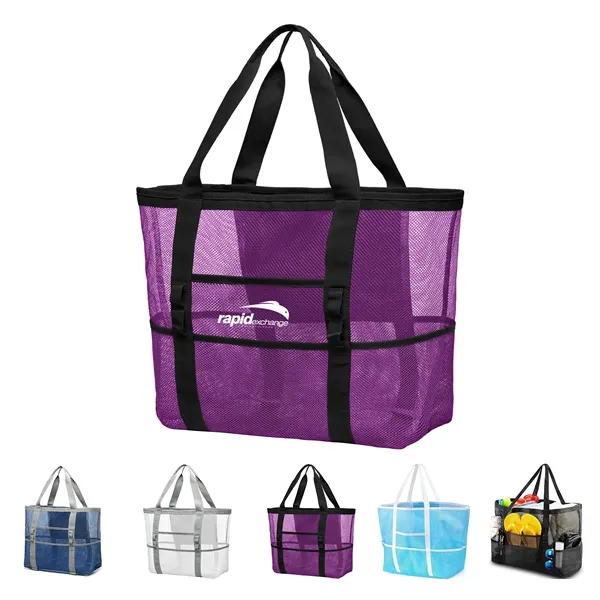 Large Capacity Mesh Beach Bag with 9 Pockets - Large Capacity Mesh Beach Bag with 9 Pockets - Image 0 of 0