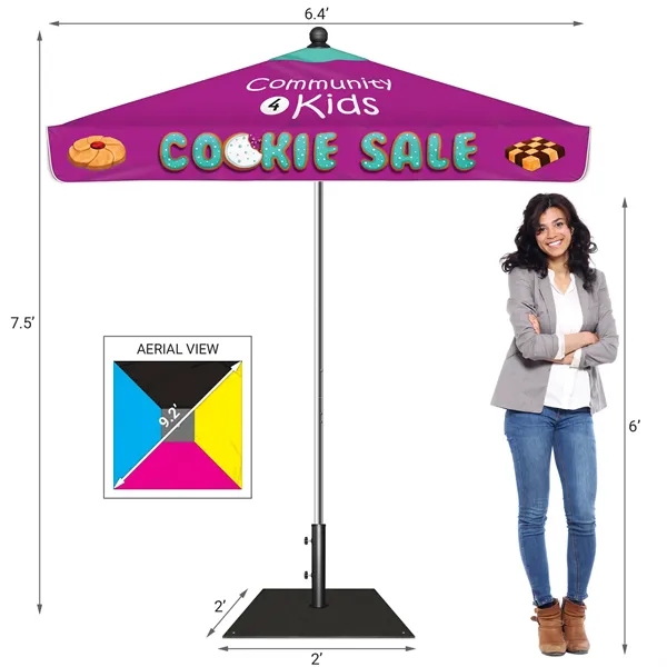 7.5' Heavy Duty Square Umbrella with Valance and Steel Base - 7.5' Heavy Duty Square Umbrella with Valance and Steel Base - Image 6 of 10