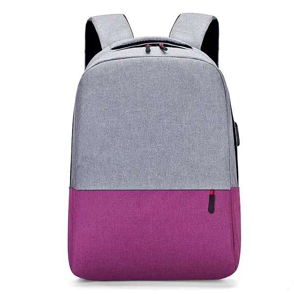 15.6-inch Colorblock USB Charging Business Laptop Backpack - 15.6-inch Colorblock USB Charging Business Laptop Backpack - Image 2 of 7