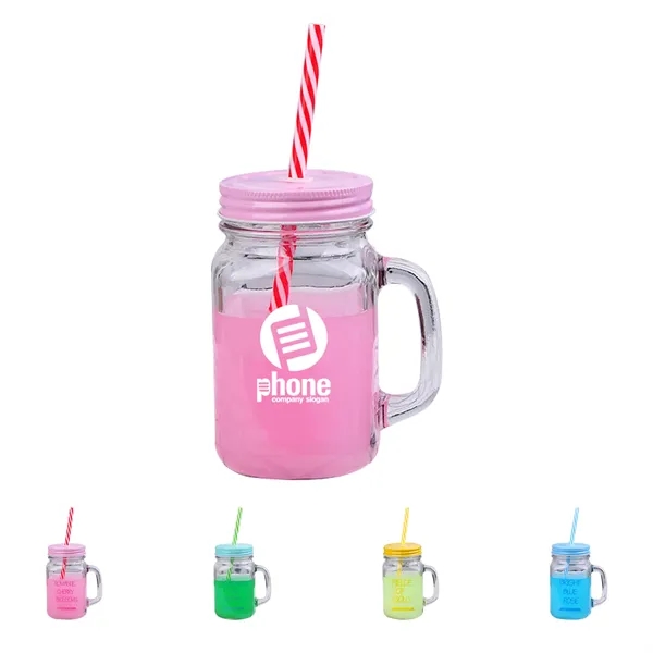 15 oz. Colored Mason Jars with Straw - 15 oz. Colored Mason Jars with Straw - Image 0 of 1