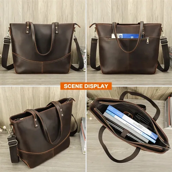 Genuine Leather Large Laptop Crossbody Bag - Genuine Leather Large Laptop Crossbody Bag - Image 2 of 5